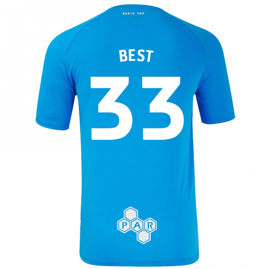 Enfant Football Maillot Kian Best #33 Bleu Ciel Tenues Extérieur 2024/25