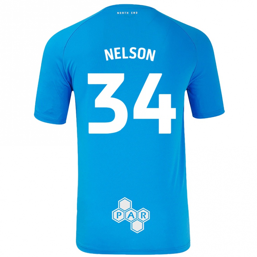 Enfant Football Maillot Kitt Nelson #34 Bleu Ciel Tenues Extérieur 2024/25