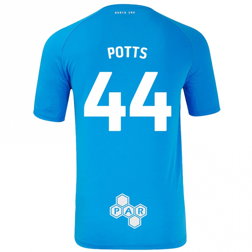 Enfant Football Maillot Brad Potts #44 Bleu Ciel Tenues Extérieur 2024/25