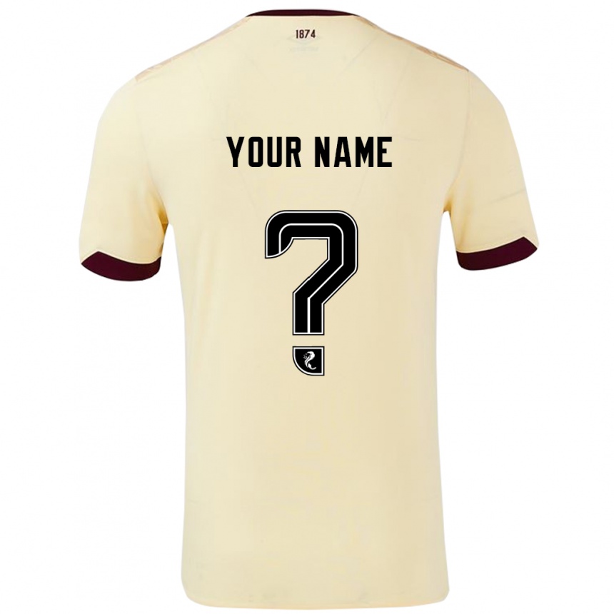 Enfant Football Maillot Votre Nom #0 Crème Bordeaux Tenues Extérieur 2024/25