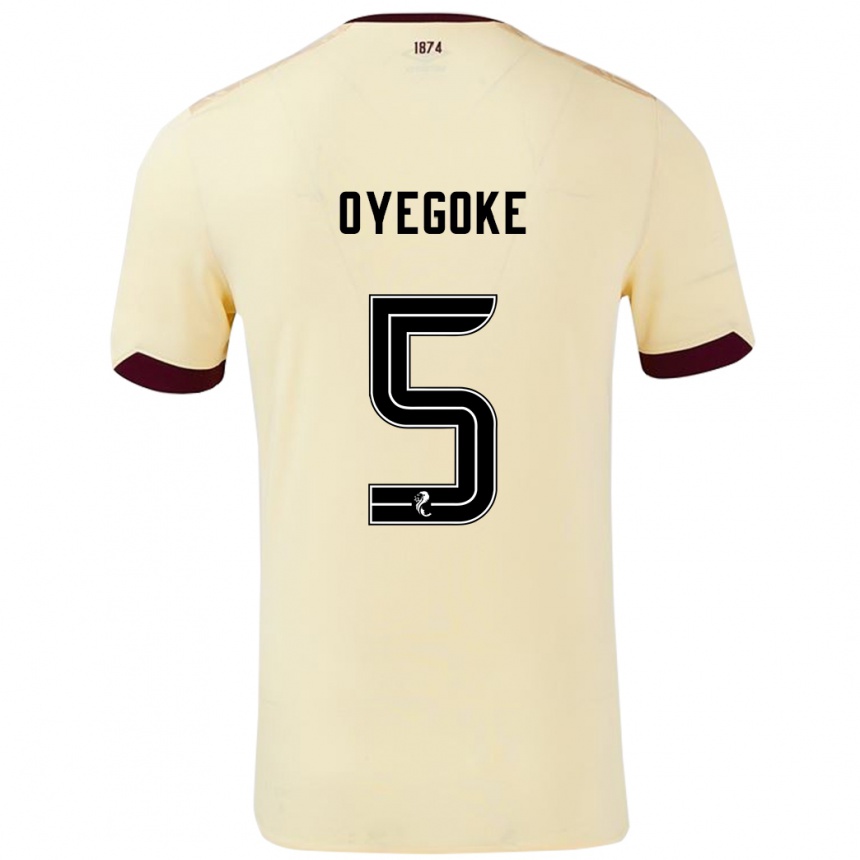 Enfant Football Maillot Daniel Oyegoke #5 Crème Bordeaux Tenues Extérieur 2024/25