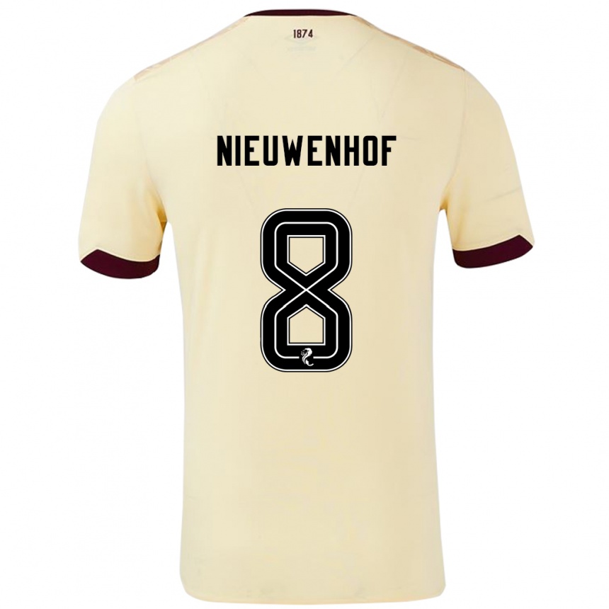 Enfant Football Maillot Calem Nieuwenhof #8 Crème Bordeaux Tenues Extérieur 2024/25