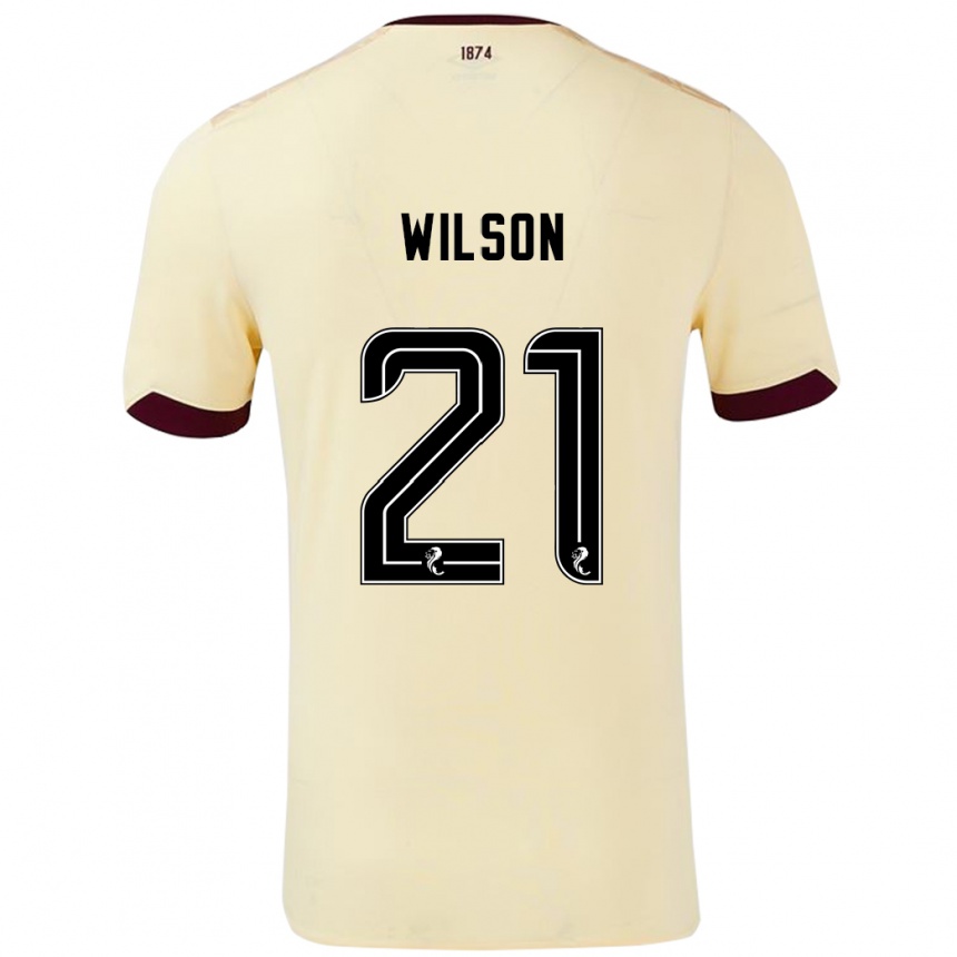 Enfant Football Maillot James Wilson #21 Crème Bordeaux Tenues Extérieur 2024/25