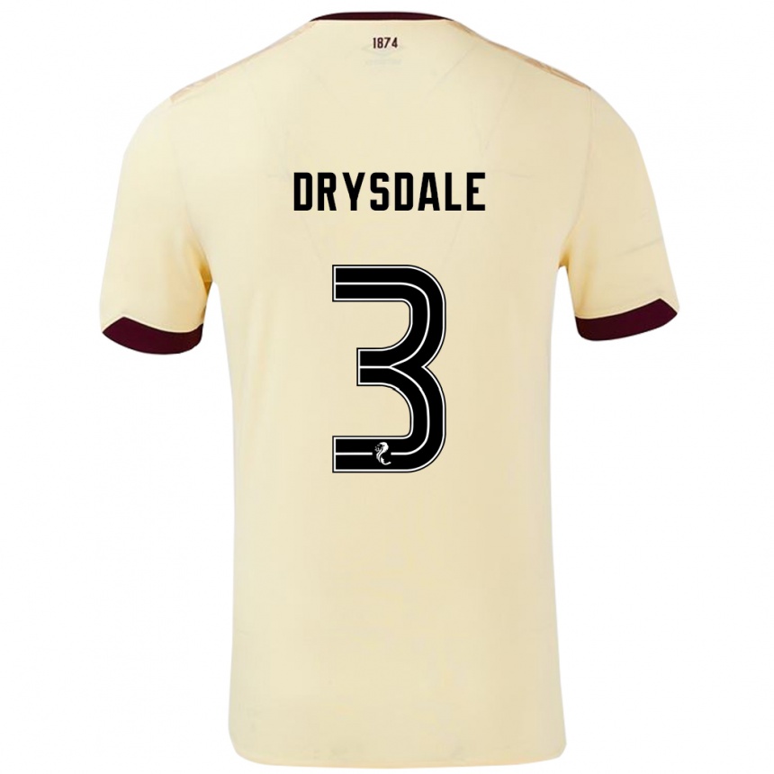 Enfant Football Maillot Ethan Drysdale #3 Crème Bordeaux Tenues Extérieur 2024/25