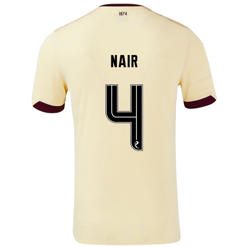 Enfant Football Maillot Kenzi Nair #4 Crème Bordeaux Tenues Extérieur 2024/25