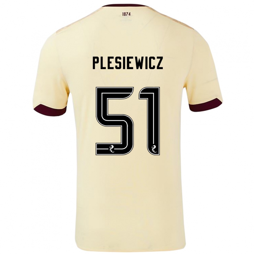 Enfant Football Maillot Szymon Plesiewicz #51 Crème Bordeaux Tenues Extérieur 2024/25