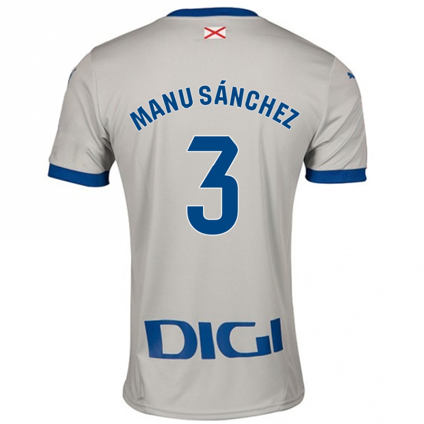 Enfant Football Maillot Manu Sanchez #3 Gris Clair Tenues Extérieur 2024/25