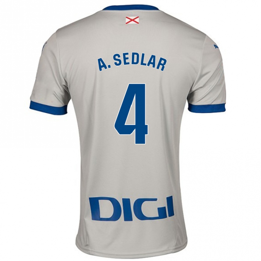 Enfant Football Maillot Aleksandar Sedlar #4 Gris Clair Tenues Extérieur 2024/25