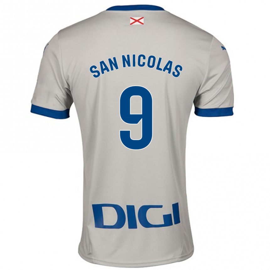 Enfant Football Maillot Olga San Nicolás #9 Gris Clair Tenues Extérieur 2024/25