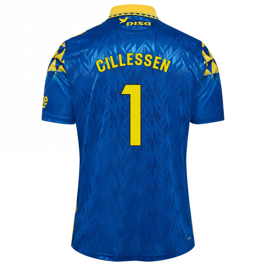 Enfant Football Maillot Jasper Cillessen #1 Bleu Jaune Tenues Extérieur 2024/25