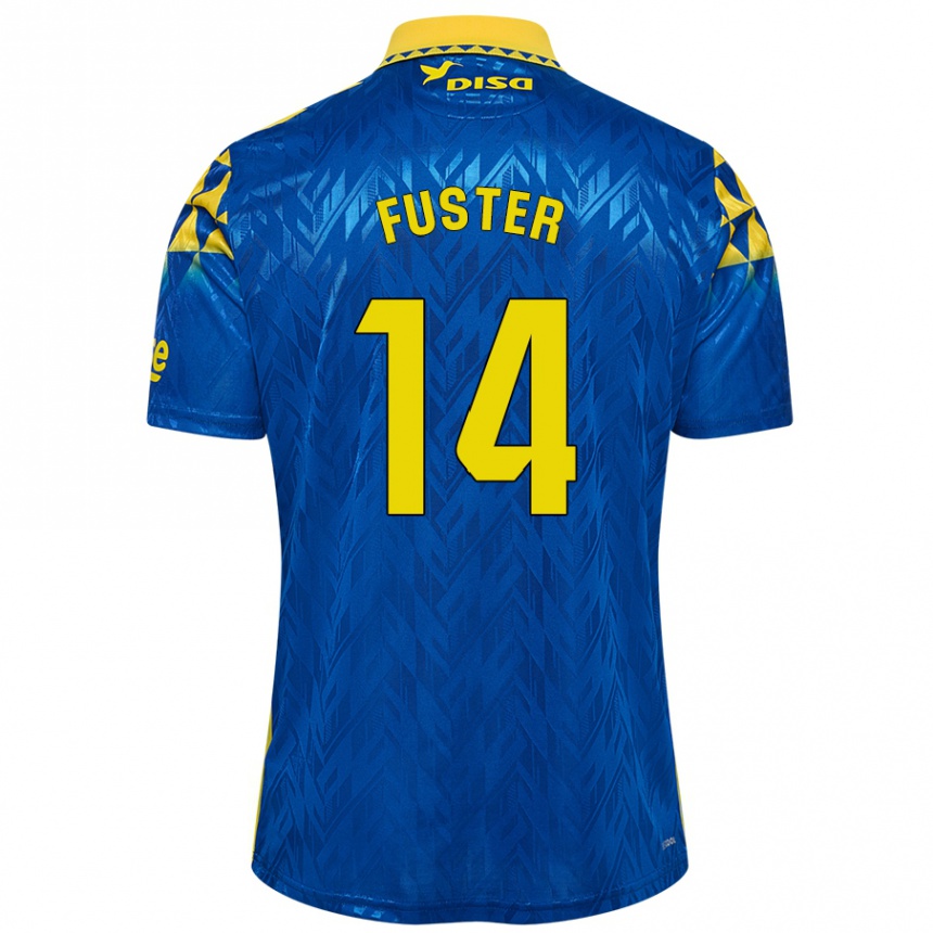 Enfant Football Maillot Manu Fuster #14 Bleu Jaune Tenues Extérieur 2024/25