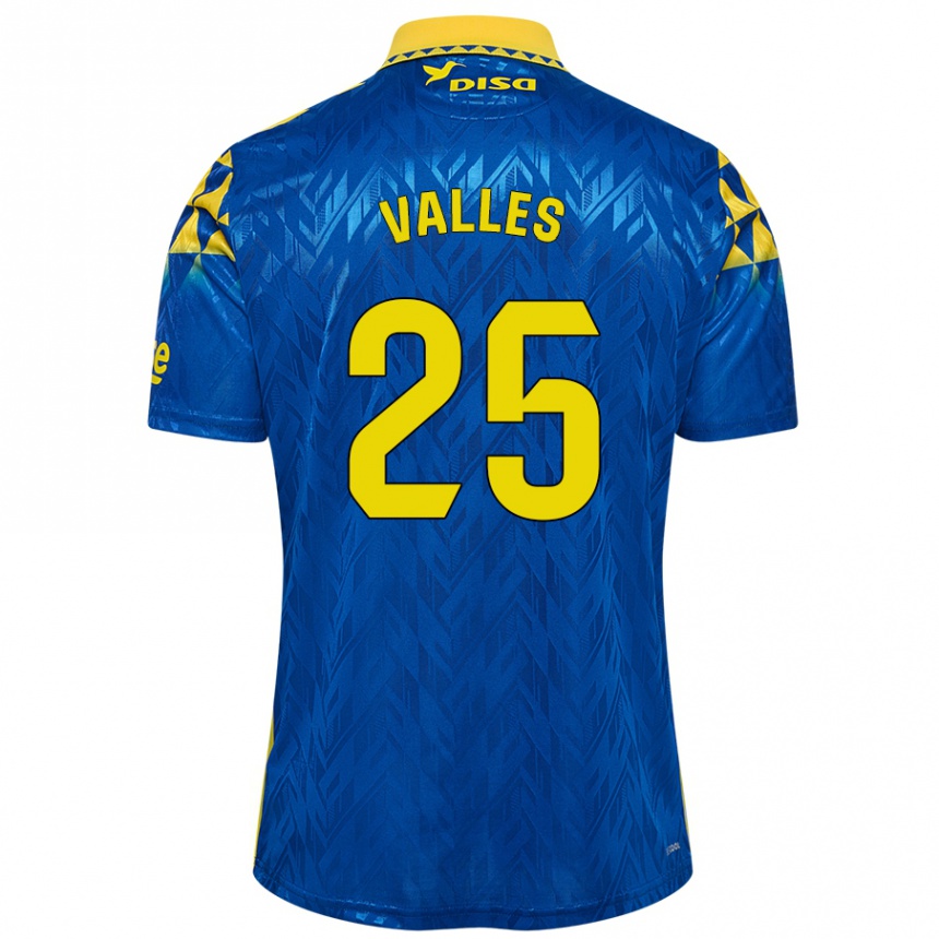 Enfant Football Maillot Álvaro Valles #25 Bleu Jaune Tenues Extérieur 2024/25