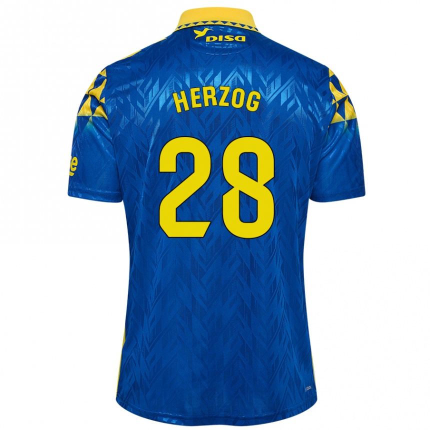 Enfant Football Maillot Juanma Herzog #28 Bleu Jaune Tenues Extérieur 2024/25