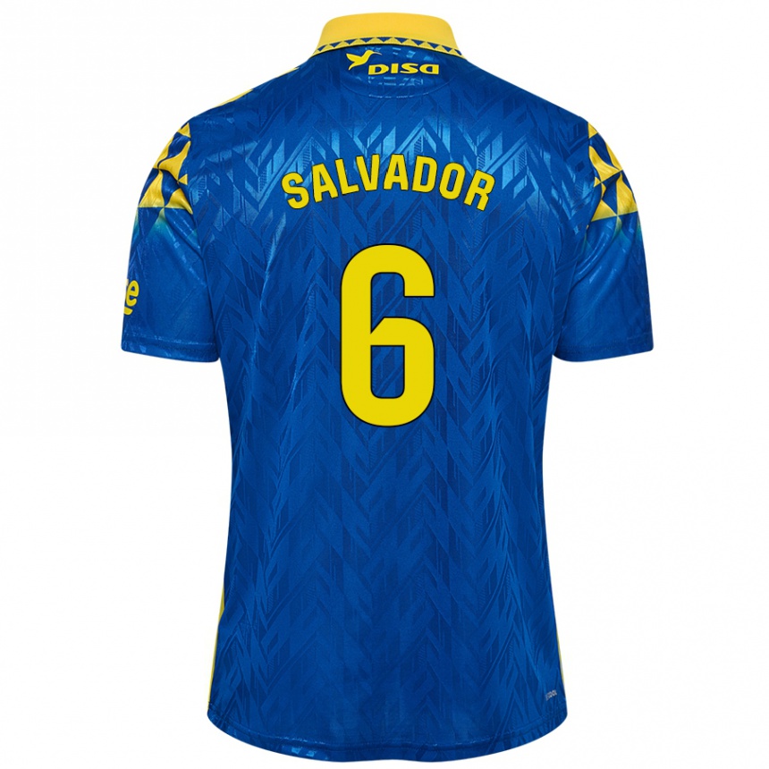 Enfant Football Maillot Pol Salvador #6 Bleu Jaune Tenues Extérieur 2024/25