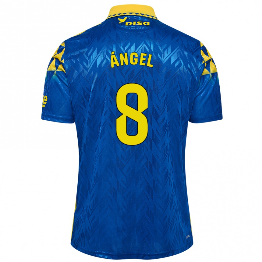 Enfant Football Maillot José Ángel #8 Bleu Jaune Tenues Extérieur 2024/25