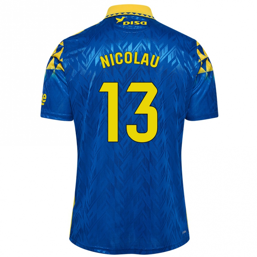 Enfant Football Maillot Nacho Nicolau #13 Bleu Jaune Tenues Extérieur 2024/25