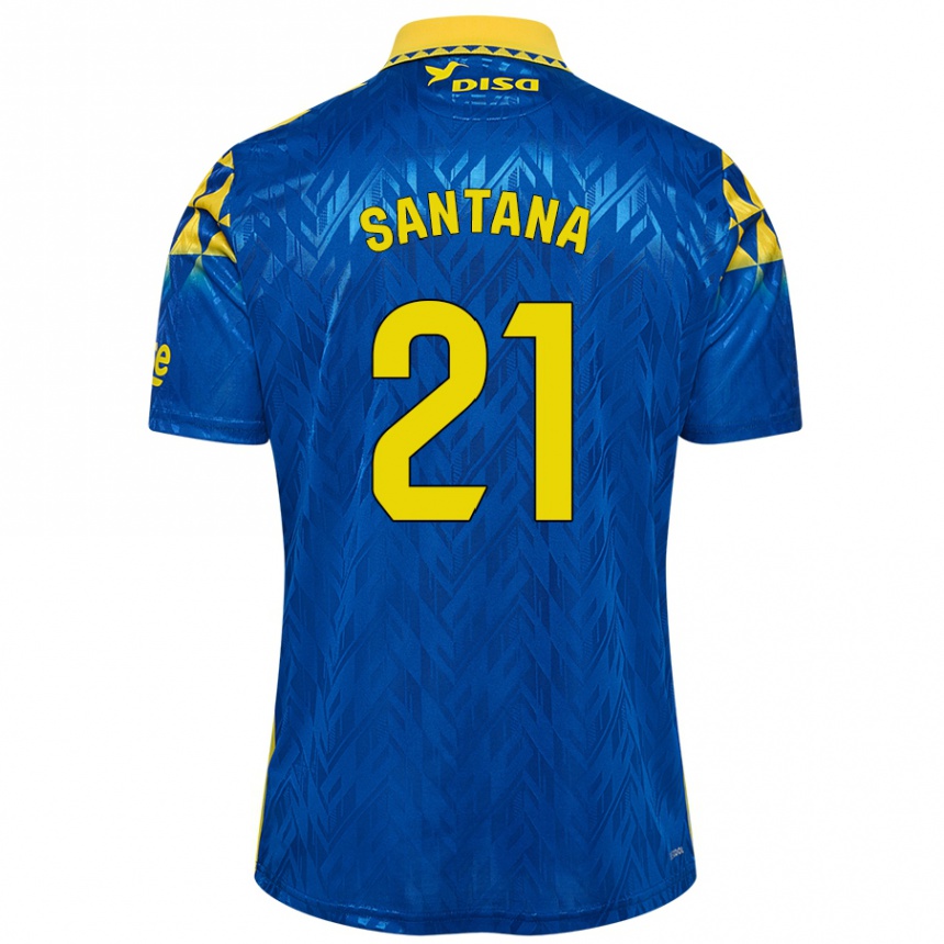 Enfant Football Maillot Yadam Santana #21 Bleu Jaune Tenues Extérieur 2024/25