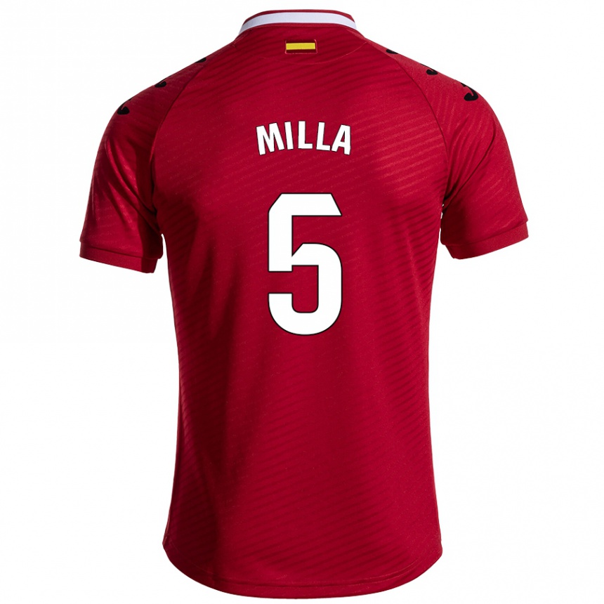 Enfant Football Maillot Luis Milla #5 Rouge Foncé Tenues Extérieur 2024/25