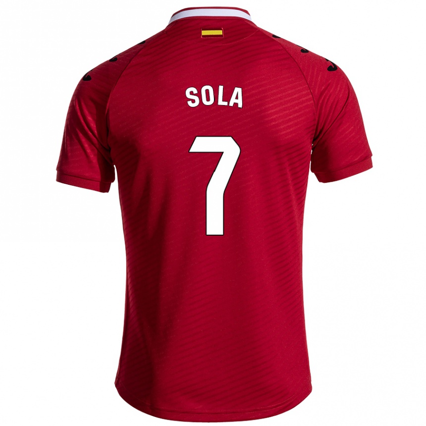 Enfant Football Maillot Álex Sola #7 Rouge Foncé Tenues Extérieur 2024/25