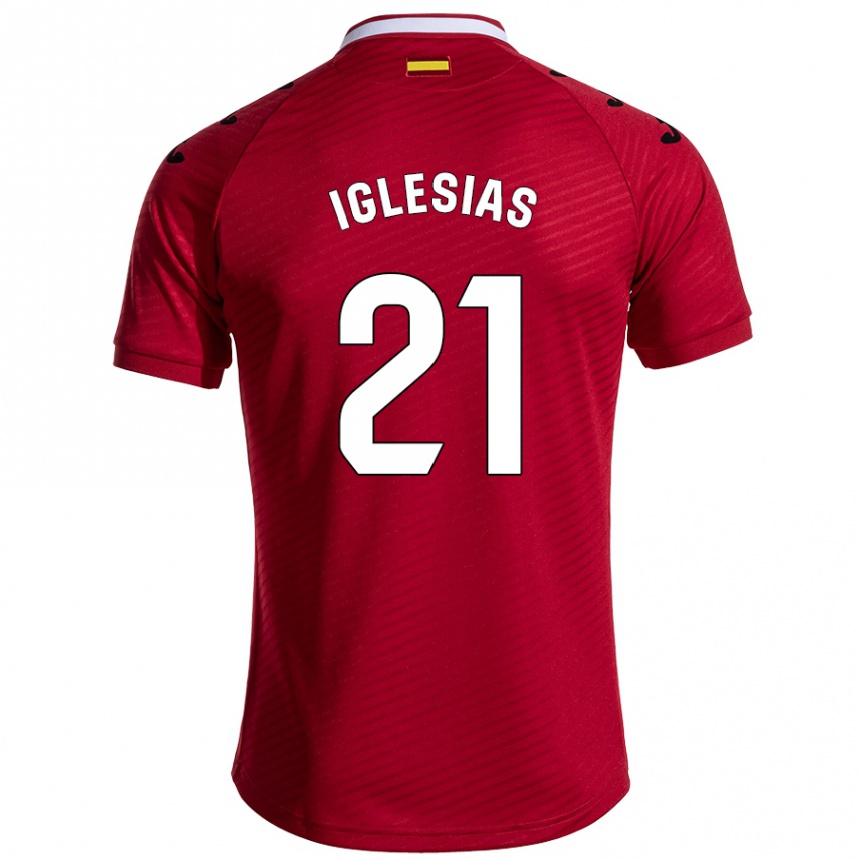 Enfant Football Maillot Juan Iglesias #21 Rouge Foncé Tenues Extérieur 2024/25