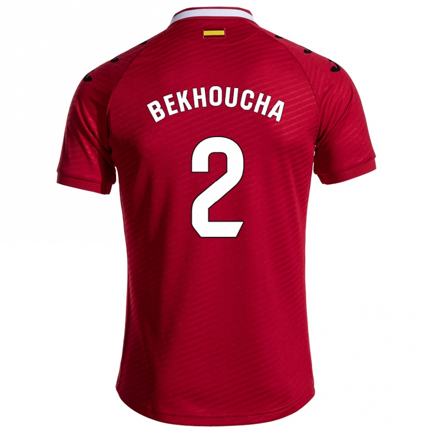 Enfant Football Maillot Ismael Bekhoucha #2 Rouge Foncé Tenues Extérieur 2024/25