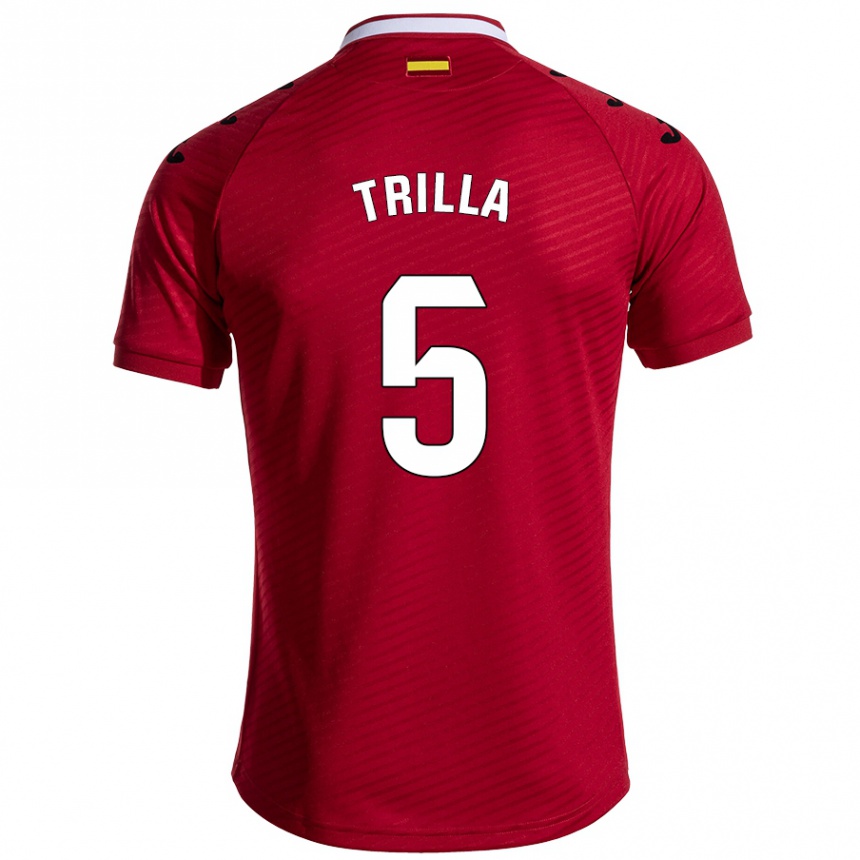 Enfant Football Maillot Guillem Trilla #5 Rouge Foncé Tenues Extérieur 2024/25