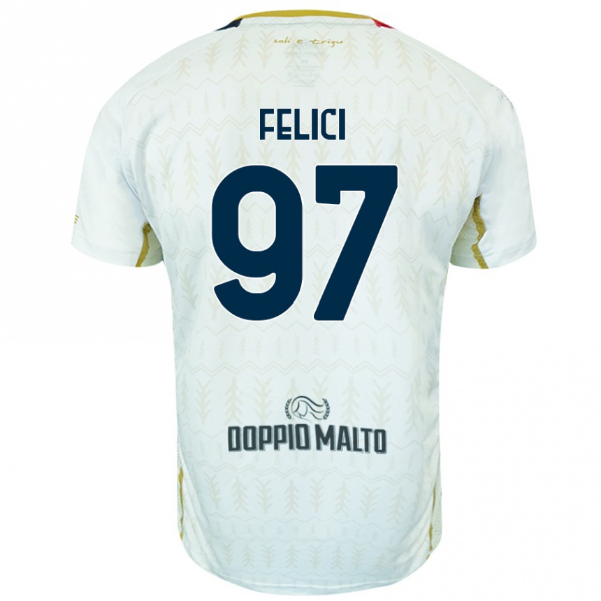 Enfant Football Maillot Mattia Felici #97 Blanc Tenues Extérieur 2024/25