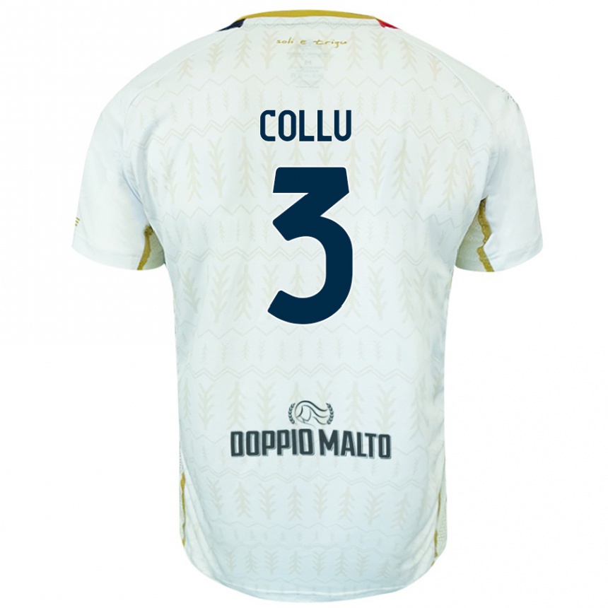 Enfant Football Maillot Davide Collu #3 Blanc Tenues Extérieur 2024/25