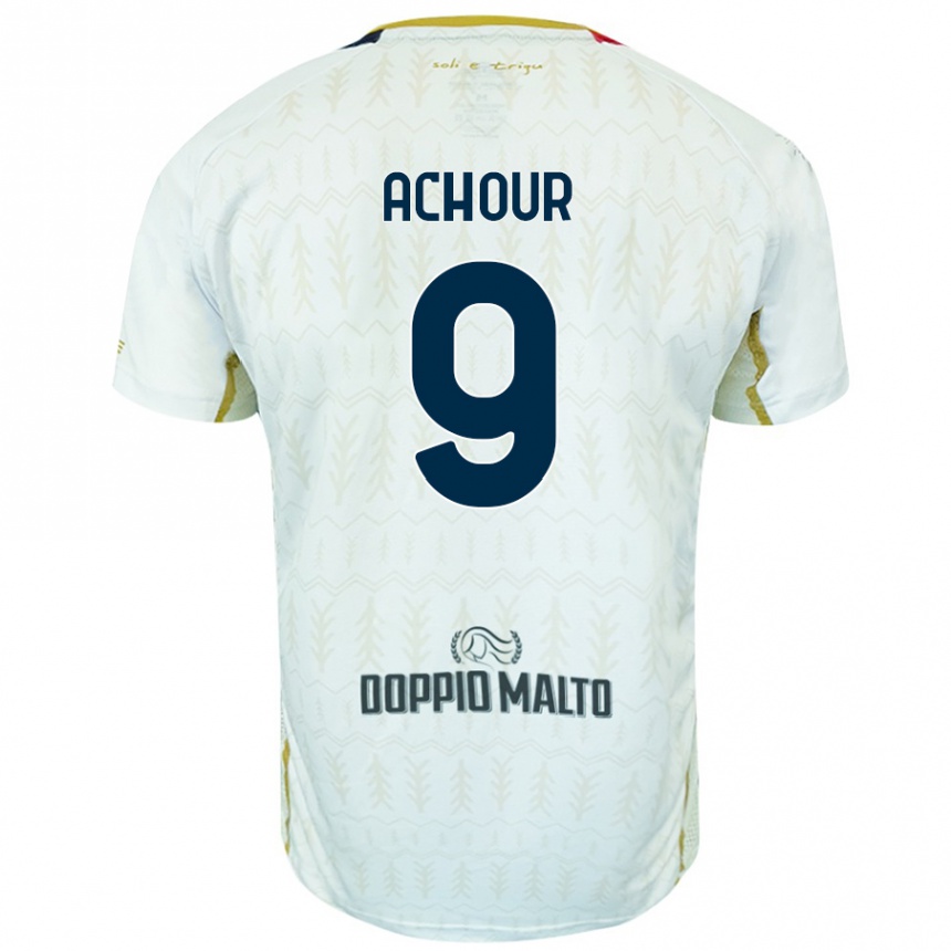 Enfant Football Maillot Sofiane Achour #9 Blanc Tenues Extérieur 2024/25