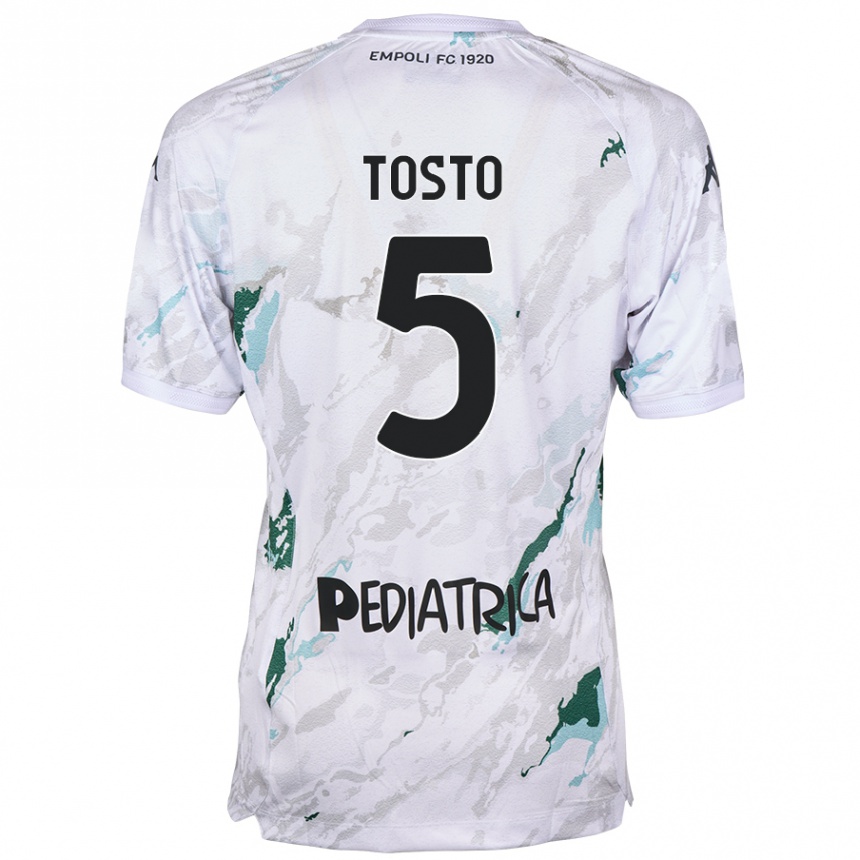 Enfant Football Maillot Lorenzo Tosto #5 Gris Tenues Extérieur 2024/25