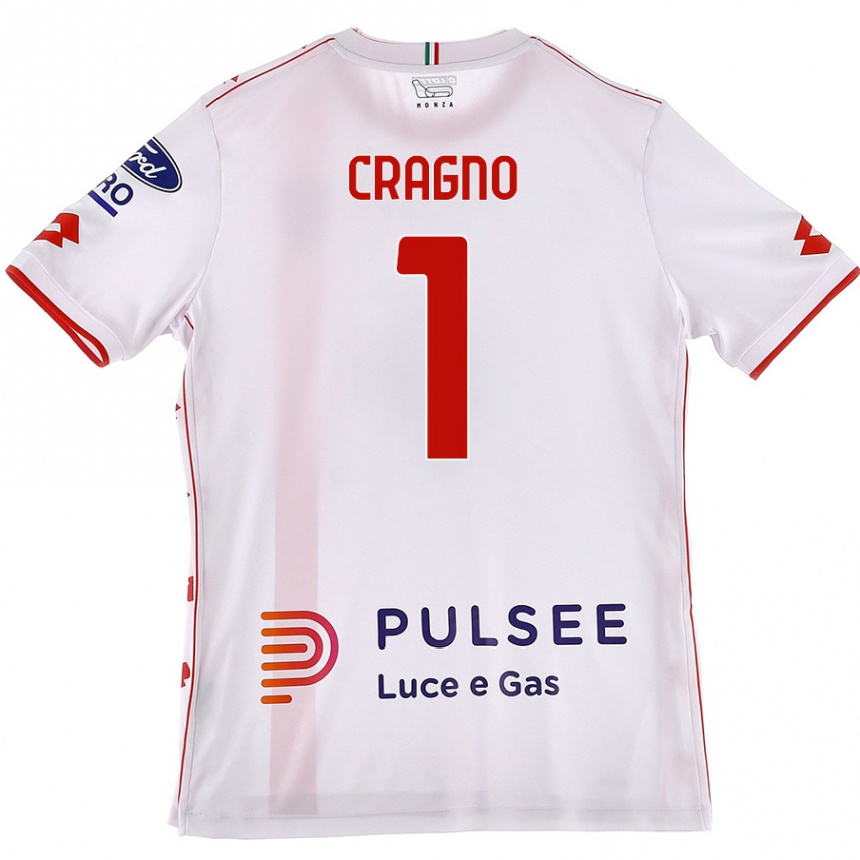 Enfant Football Maillot Alessio Cragno #1 Blanc Rouge Tenues Extérieur 2024/25