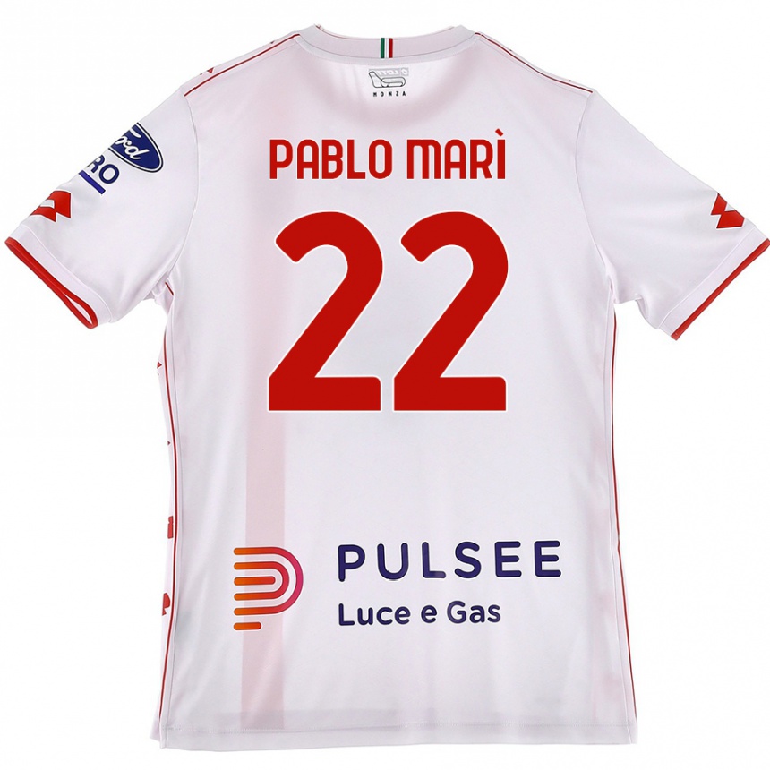 Enfant Football Maillot Pablo Marí #22 Blanc Rouge Tenues Extérieur 2024/25