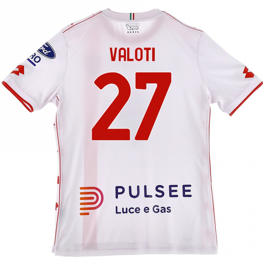 Enfant Football Maillot Mattia Valoti #27 Blanc Rouge Tenues Extérieur 2024/25