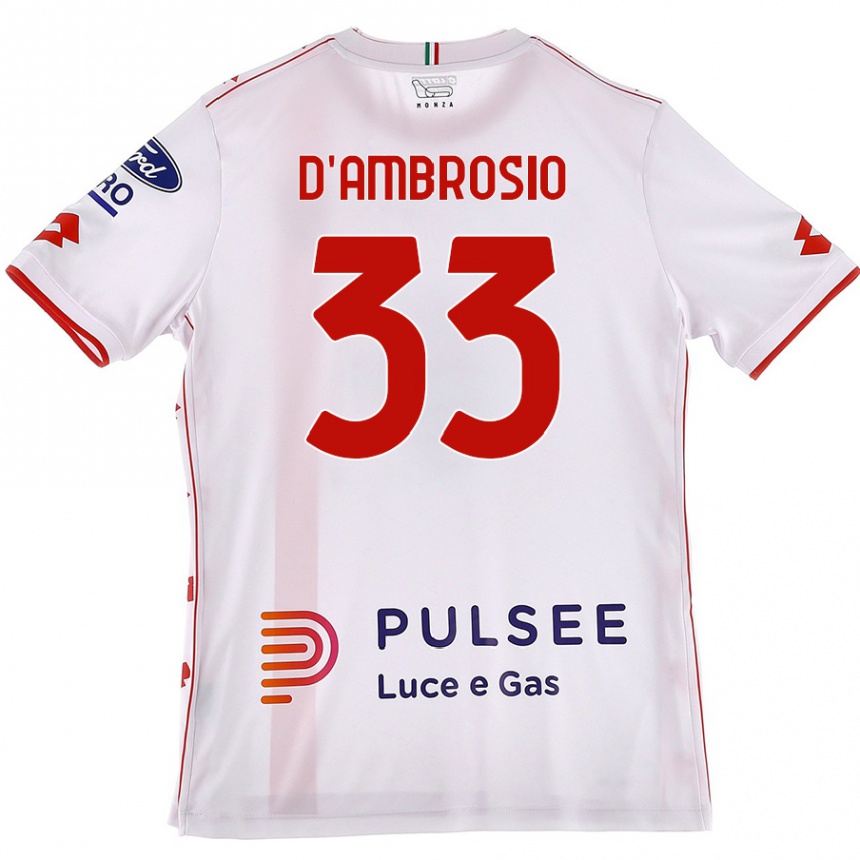 Enfant Football Maillot Danilo D'ambrosio #33 Blanc Rouge Tenues Extérieur 2024/25