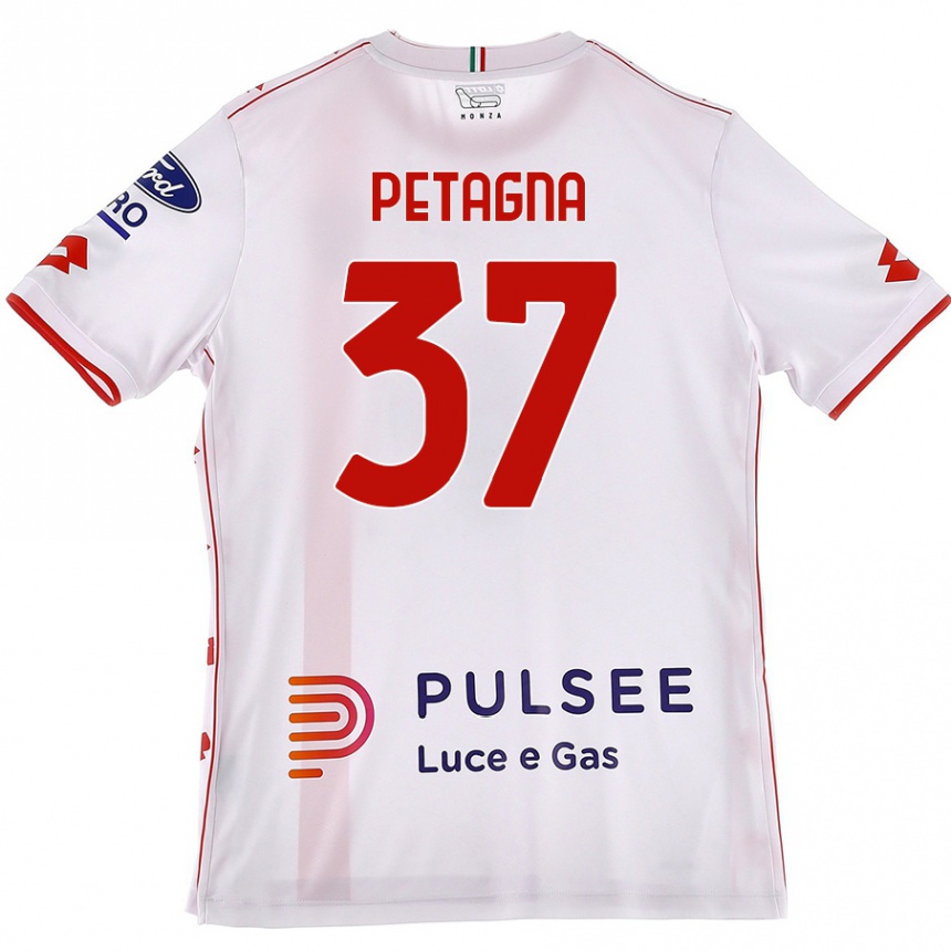 Enfant Football Maillot Andrea Petagna #37 Blanc Rouge Tenues Extérieur 2024/25