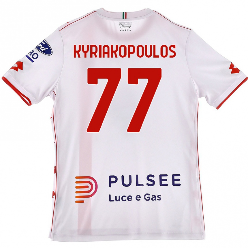 Enfant Football Maillot Georgios Kyriakopoulos #77 Blanc Rouge Tenues Extérieur 2024/25