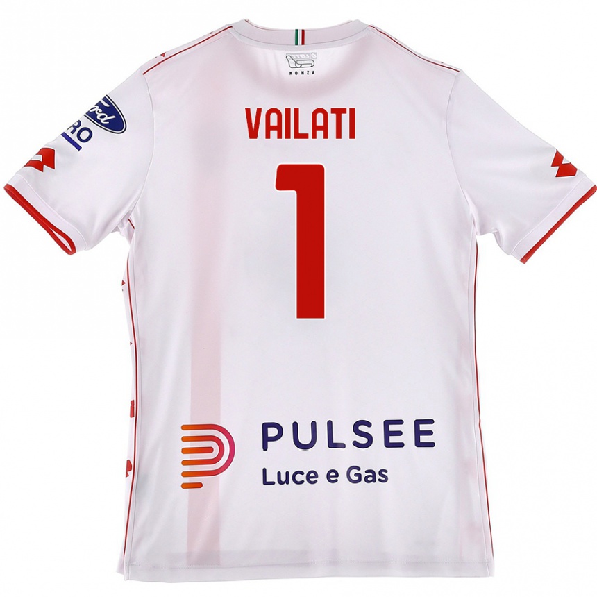 Enfant Football Maillot Andrea Vailati #1 Blanc Rouge Tenues Extérieur 2024/25