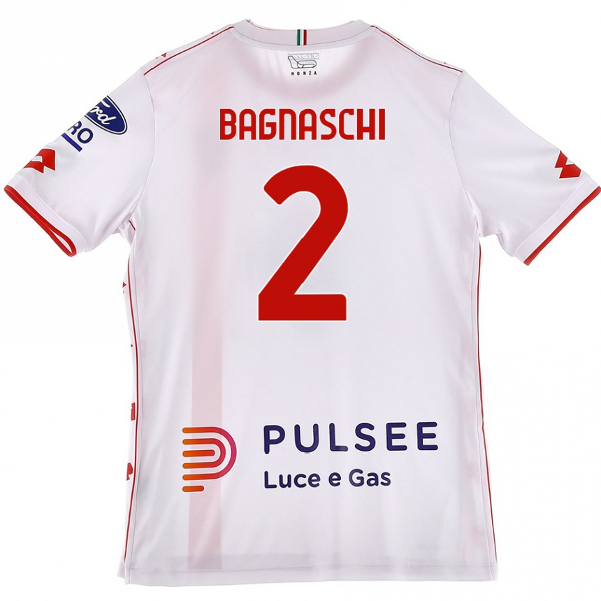 Enfant Football Maillot Alessandro Bagnaschi #2 Blanc Rouge Tenues Extérieur 2024/25