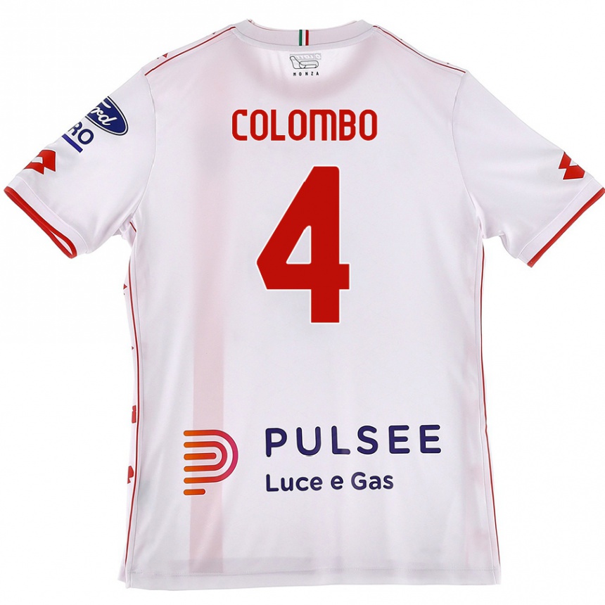 Enfant Football Maillot Leonardo Colombo #4 Blanc Rouge Tenues Extérieur 2024/25