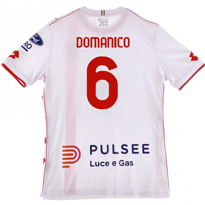 Enfant Football Maillot Saverio Domanico #6 Blanc Rouge Tenues Extérieur 2024/25