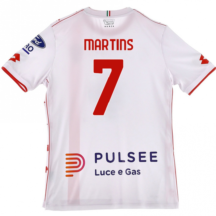 Enfant Football Maillot Kevin Martins #7 Blanc Rouge Tenues Extérieur 2024/25