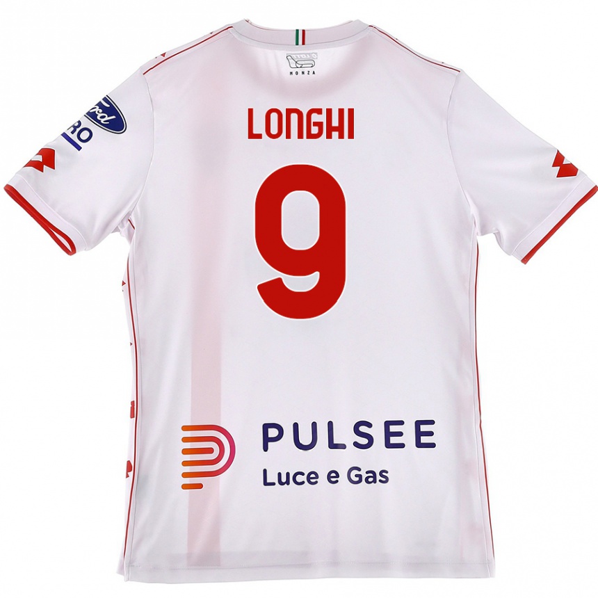 Enfant Football Maillot Jordan Longhi #9 Blanc Rouge Tenues Extérieur 2024/25