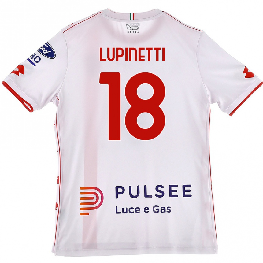 Enfant Football Maillot Tommaso Lupinetti #18 Blanc Rouge Tenues Extérieur 2024/25