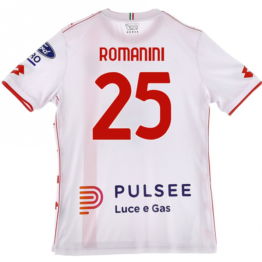 Enfant Football Maillot Andrea Romanini #25 Blanc Rouge Tenues Extérieur 2024/25