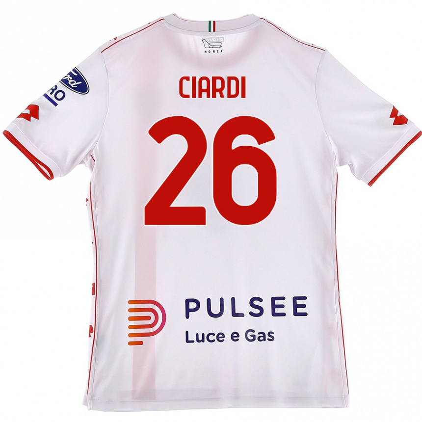 Enfant Football Maillot Tommaso Ciardi #26 Blanc Rouge Tenues Extérieur 2024/25