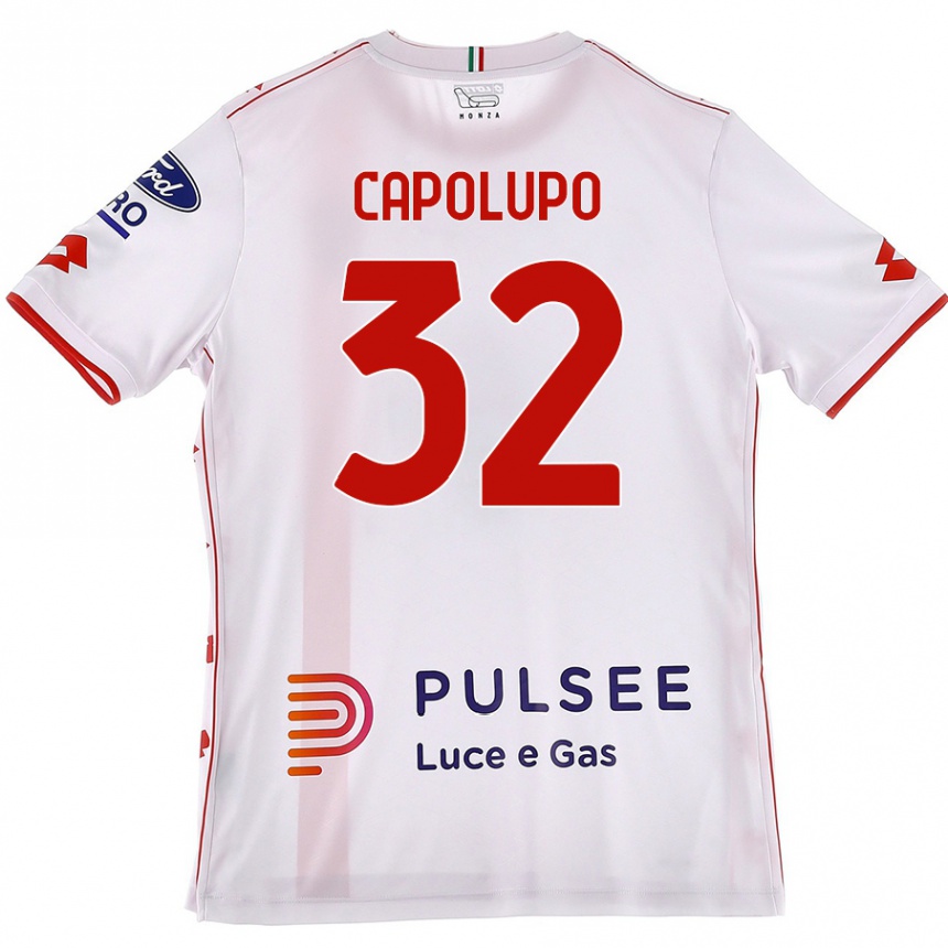 Enfant Football Maillot Samuele Capolupo #32 Blanc Rouge Tenues Extérieur 2024/25