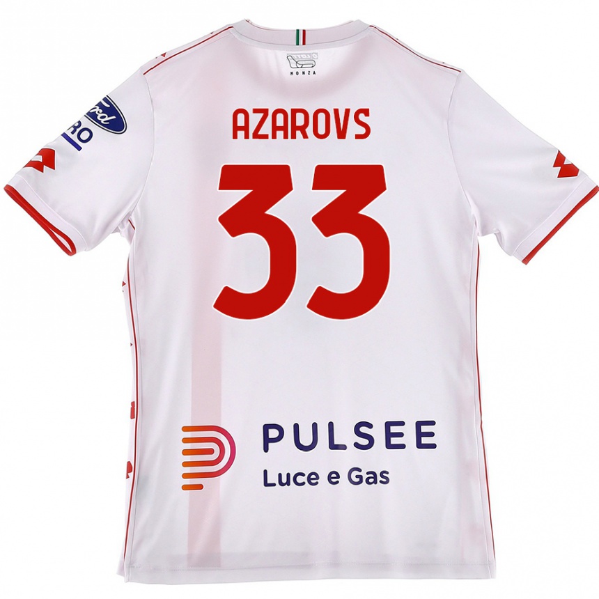 Enfant Football Maillot Timurs Azarovs #33 Blanc Rouge Tenues Extérieur 2024/25