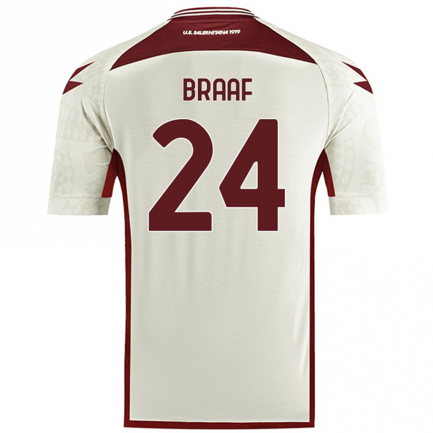 Enfant Football Maillot Jayden Braaf #24 Couleur Crème Tenues Extérieur 2024/25