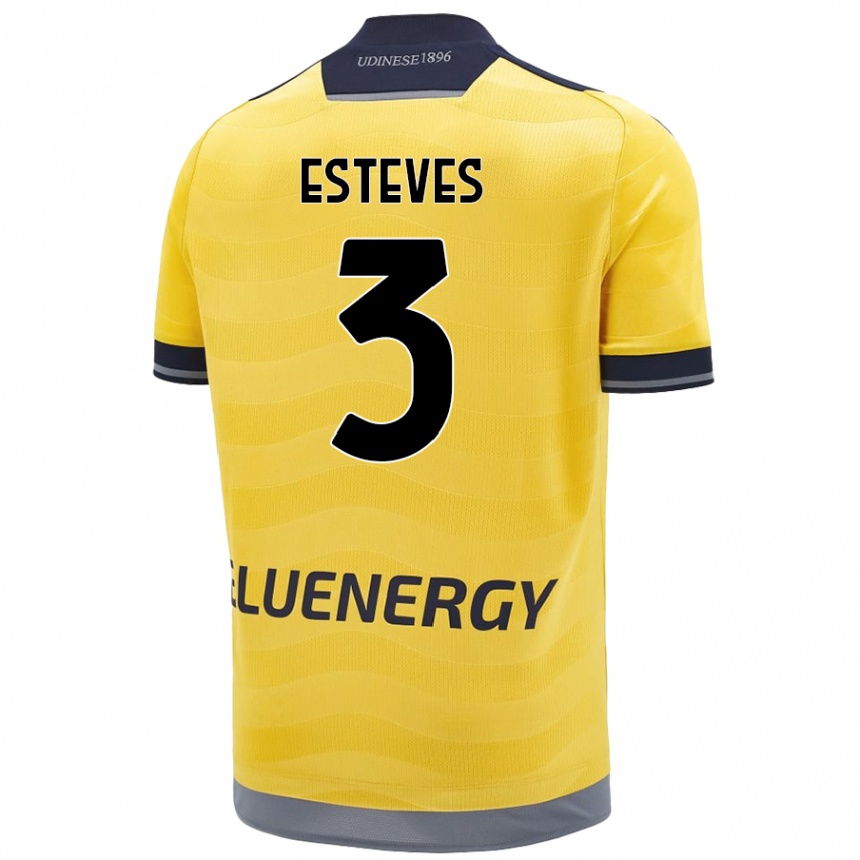 Enfant Football Maillot Gonçalo Esteves #3 Doré Tenues Extérieur 2024/25