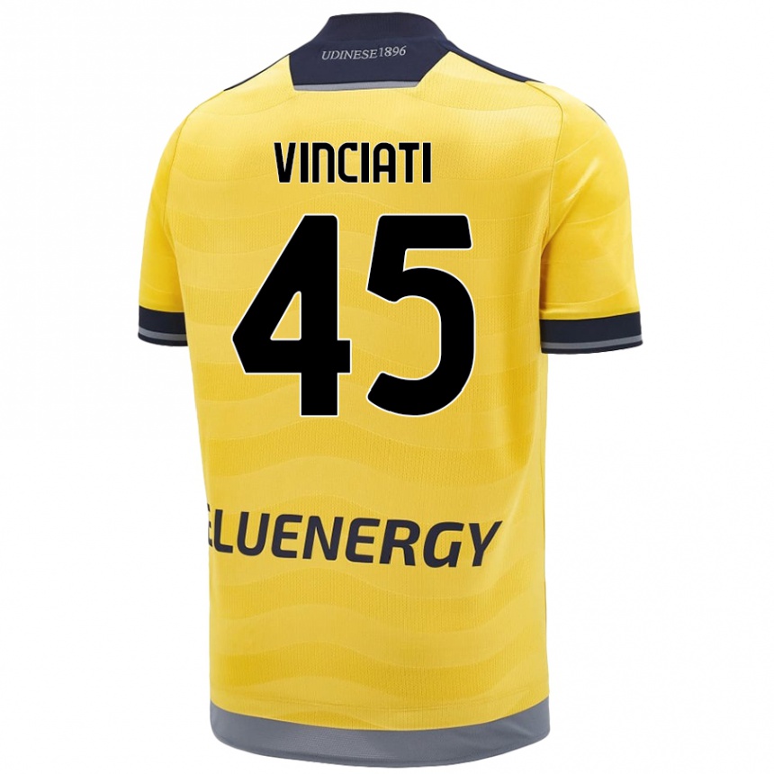 Enfant Football Maillot Giulio Vinciati #45 Doré Tenues Extérieur 2024/25